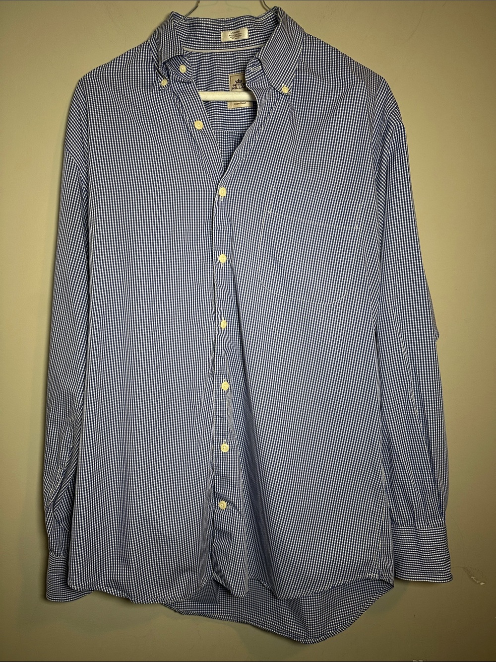 Peter Millar crown finish cotton Men's Blue Check Button-Down Shirt
